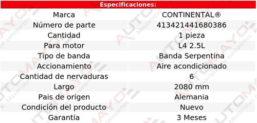 Banda Acc 2080 Mm A/a Continental B2500 L4 2.5l Mazda 98-01 Foto 4