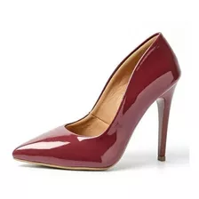 Scarpin Marsala Ptah! Salto Alto 11 Cm Bico Fino Verniz