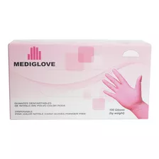 Guantes Descartables Antideslizantes Mediglove Color Rosa Talle M De Nitrilo X 100 Unidades