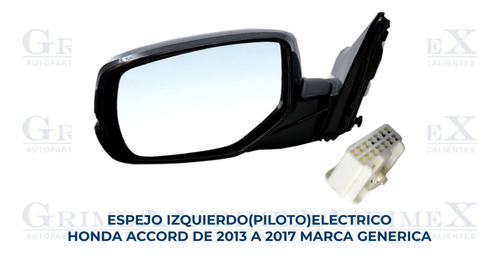 Espejo Honda Accord 2013-13-2014-2015-2016-2017-17 Ore Foto 2