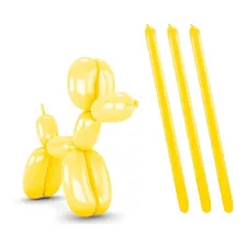 Balão Bexiga Canudo Amarelo 50 Unidades - Tam. 260