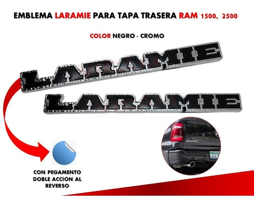 Emblema Para Cajuela Dodge Ram Laramie 19-21 Negro/crom Foto 3