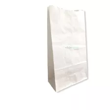 50 Bolsas Papel Kraft Blanca 15x8x29cm Db-6 Biodegradables