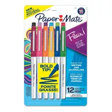 Kit Caneta Hidrográfica Papermate Flair Bold C/ 12un Cor Blister C/ 12 Cores