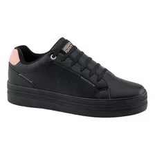 Tenis Casual Choclo Urban Shoes 495 Negro Y Rosa Para Mujer