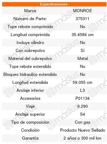 2 Amortiguadores Monroe Ud 1300 05 Al 07 Foto 2