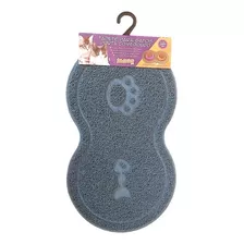 Tapete Porta Comedouro Litter Mat Trap P/ Gatos Emborrachado Cor Cinza