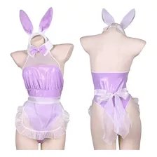 Roupa De Banho Roxa Girl Bunny, Peça Única, Couro De Anime R