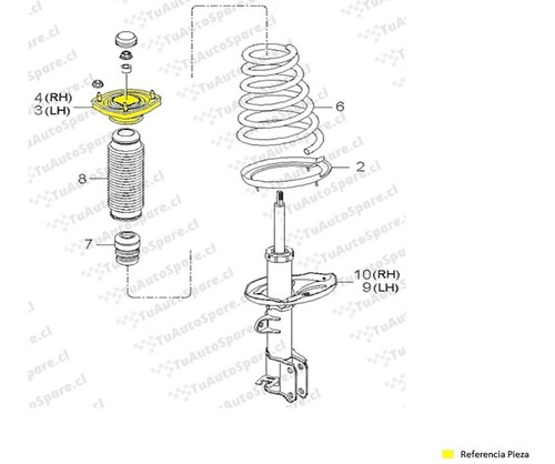 Cazoleta Amortiguador Trasera Hyundai Tiburon 2001-2008. Par Foto 5