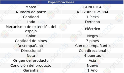 Espejo Der Elect C/desemp C/direcc 7 Pines Rainier 04 Al 06 Foto 2