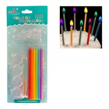 Velas Largas De Colores Con Base X12