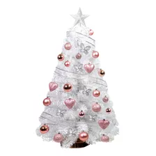 Arbolito Navidad Xl Blanco 1mt + Kit 30 Pzs Gold Rose Sheshu Color Blanco + Kit Gold Rose