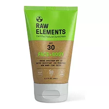 Protector Solar Orgnico De Raw Elements, Fps 30, 3 Onzas Lqu