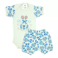 Conjunto Bebê Body Manga Curta E Short Urso Balão