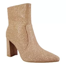 Botin De Fiesta Mujer Brillante Taco Medio