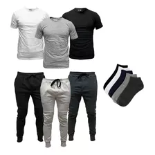 Remeras Lisas Algodón + Joggers Algodón + Pack Medias