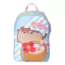 Mochila Pusheen Coconut Para Niña, Para Laptop Color Azul Claro Diseño De La Tela Liso