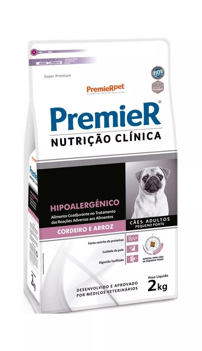 Alimento Premier Super Premium Nutrição Clínica Hipoalergênico Para Cachorro Adulto De Raça Pequena Sabor Cordeiro E Arroz Em Sacola De 2kg