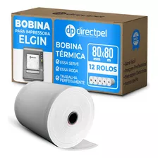 Directpel Bobina 80x80 Para Impressora Térmica Elgin C/ 12 Cor Branco