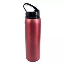 Garrafa Agua Squeeze Aluminio Bico Canudo Tampa 1000ml 1l Cor Vermelho