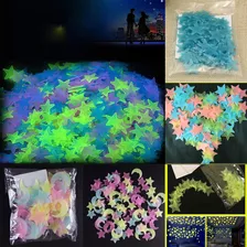 100 Estrellas 3d Que Brillan En La Oscuridad Luminosas Fluor