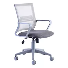 Silla Link Gris Oficina Con Apoyo Lumbar Base Cromada