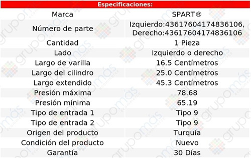 Amortiguador Cofre Der O Izq Spart Tiburon 2003 A 2006 Foto 2