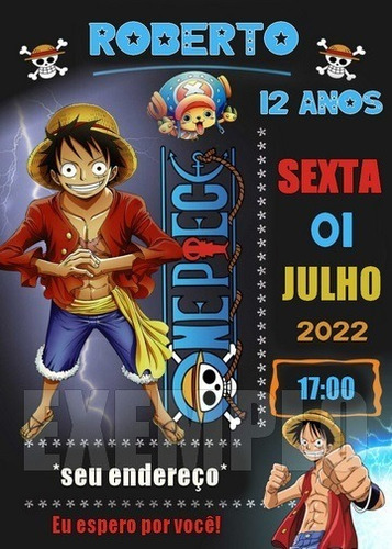 Convite Digital De Aniversário - Anime One Piece