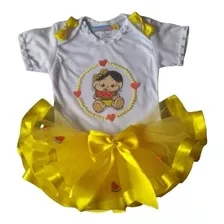 Body Mesversario Magali Baby Com Saia Tutu E Laço