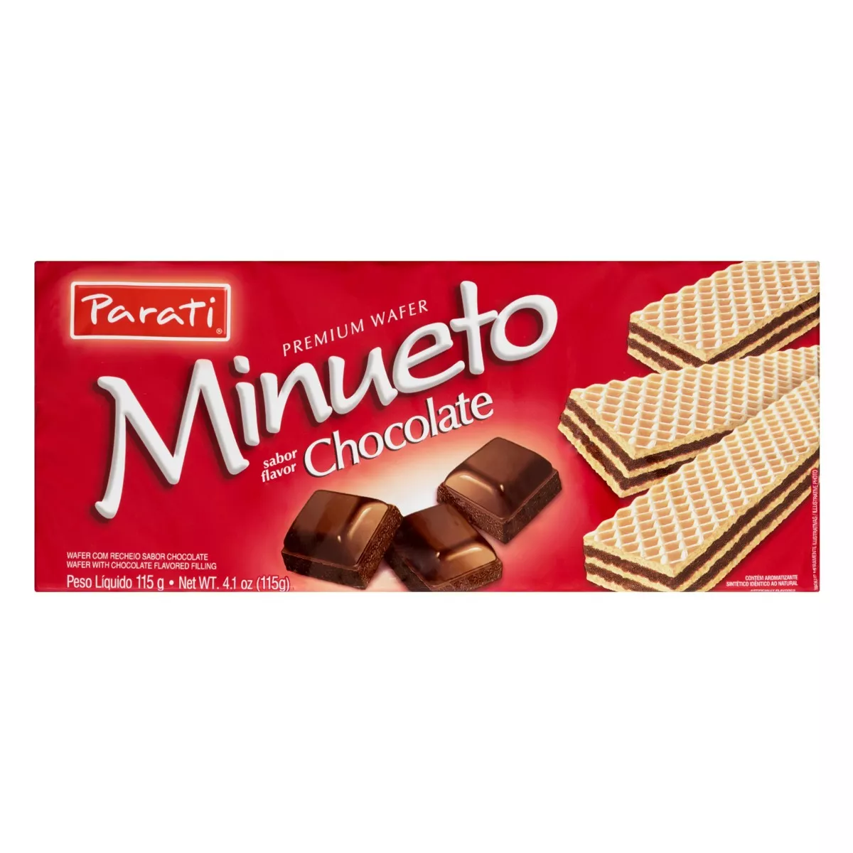 Biscoito Wafer Recheio Chocolate Minueto Pacote 115g