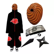 Kit Capa Akatsuki + Máscara Tobi + Kunai Shuriken Colar T07