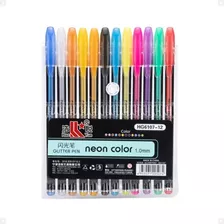 Kit 12 Canetas Coloridas Gel Neon Color Escolar Perfumadas 