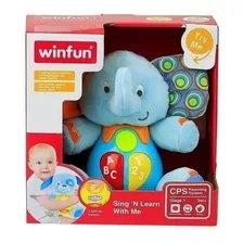 Peluche Elefante Azul Con Sonido Y Luces Para Bebes, Nuevo!