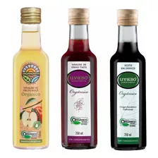 Kit 3 Vinagres Orgânicos Uva: Maçã, Tinto, Balsâmico