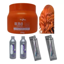  Kit Tinta De Cabelo Profission 2 Coloração 2 Ox 1 Matiz 250g Tom Ruivo Acobreado Nº 8.44