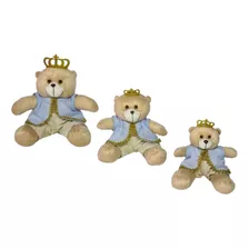 Kit Trio Urso Realeza Caramelo Príncipe Para Nicho Pelúcia