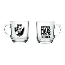 Kit Com 2 Caneca Aspen Vidro 300ml Vasco Da Gama Licenciado