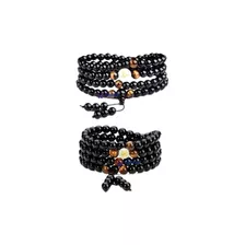 Set Pulsera Parejas Tibetana Dragón Brilla Luminoso Buda 