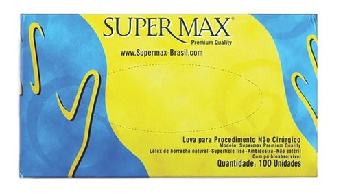 Luva Procedimento Latéx Descartável C/ Pó 100 Un Supermax