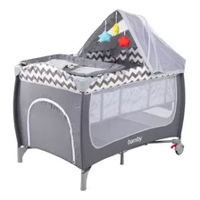 Cuna Corral Para Bebe Plegable Mosquitero Cambiador Juguete Color Gris Claro/gris Oscuro Diseño De La Tela Liso