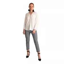 Ferrioni Blusa Para Dama Manga 3/4 Color Blanco