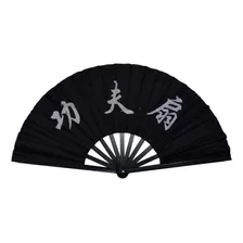 Abanico Tai Chi Negro, Varillas Pvc, Estampado Letras