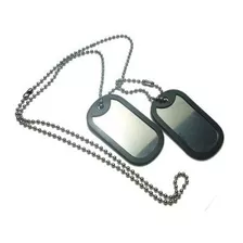 Corrente Placa Lisa Identificação Militar Dog Tag Aço Mod 1