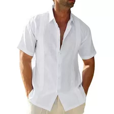 Camisa Guayabera De Manga Corta Para Hombre, Casual, Playa C