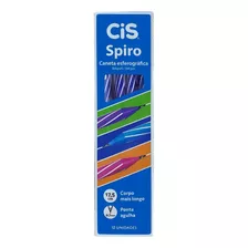 Canetas Esferográficas Cis Spiro 0.7 Mm Caixa Com 12 Tinta Azul Exterior Padrão