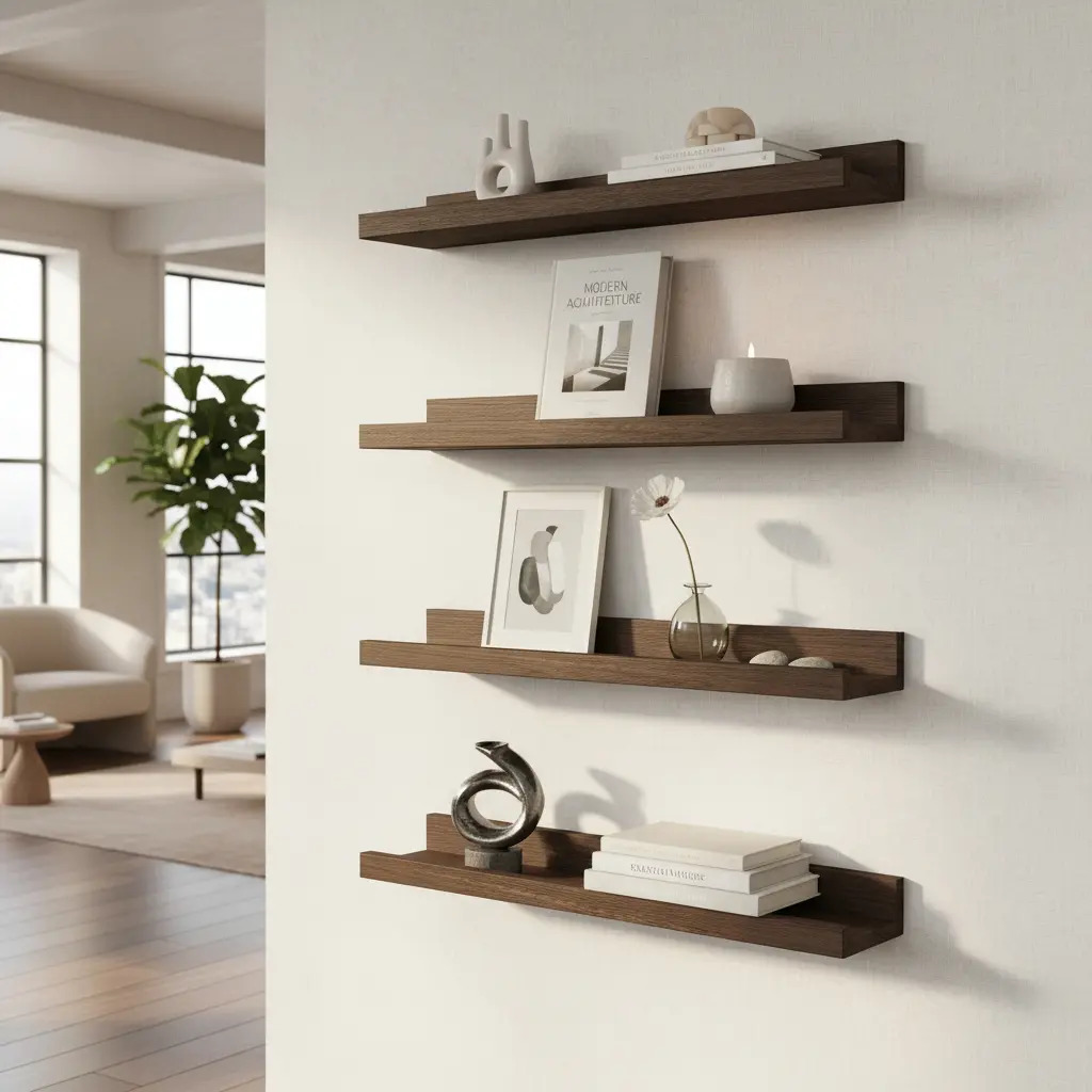 Repisas Flotantes Para Niños De Madera Modernas Set De 4 – variante Marrón