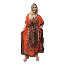 Vestido Kaftan Indiano Longo Estampado Plus Size - Cod. 0903