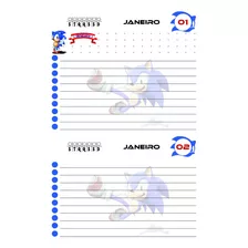 Miolo De Agenda Tema Sonic 2 Dias Por Pág