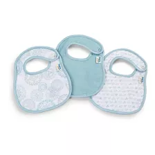 Set De Tres Baberos De Muselina Y Tela Toalla Bornfree Color Celeste Bibs