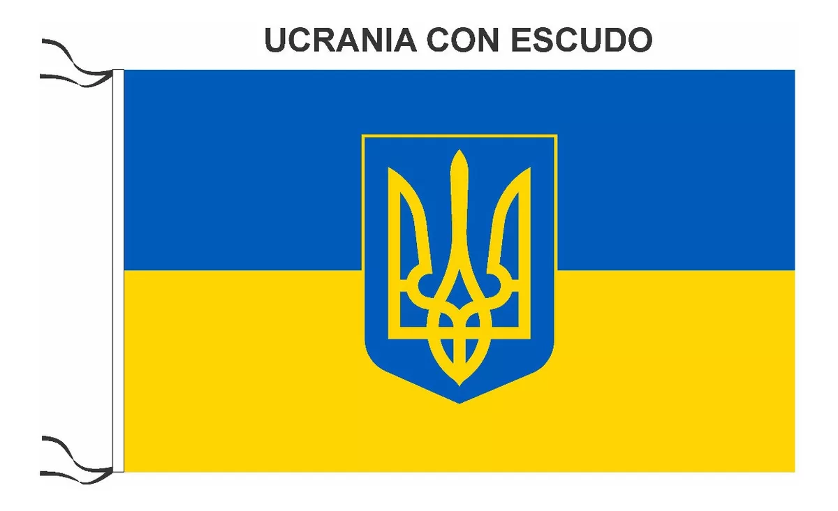 Bandera De Ucrania Con Escudo 90 X 150 Cm